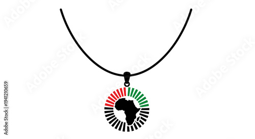 Striking Pan-African continent pendant on a minimalist necklace, symbolizing unity and heritage