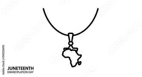 Commemorative Juneteenth Emancipation Day artwork featuring an Africa continent pendant design