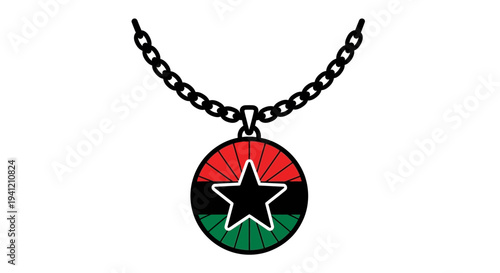 Stylized necklace with vibrant pan-african inspired colors and a bold star emblem pendant