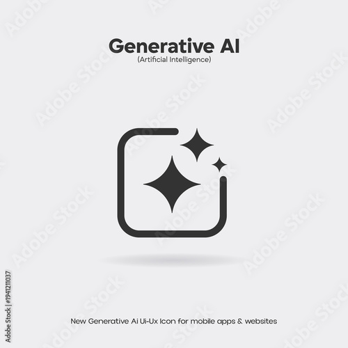 New ui ux generative Ai icon best for mobile application, app and websites. Call to action button. CTA. Icon with stars. eps-018