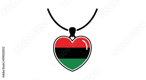 Elegant necklace featuring a heart-shaped pendant adorned with vibrant Pan-African flag colors