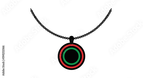 Meaningful geometric three color medallion on a simple elegant chain accessory vector graphic