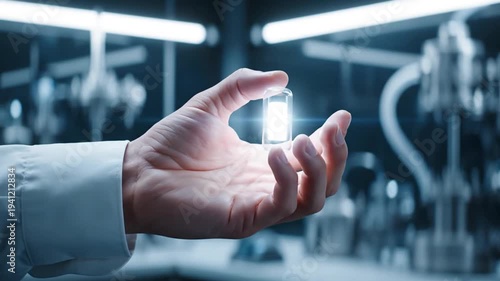 Scientist Holding Light in Laboratory Setting.