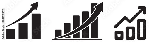 A graphic illustration of business growth and financial success with bar charts and arrows