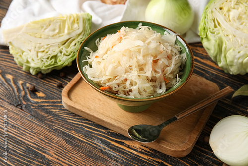 Bowl with homemade sauerkra...