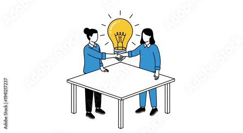 Man and Woman Sharing a Lightbulb Idea.