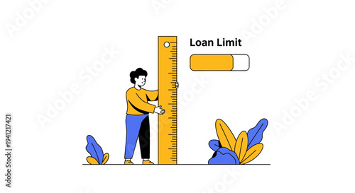 Man Measuring Loan Limit with Ruler.