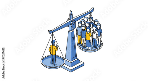 Man Outweighed by Group of People.