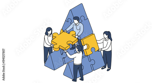 Teamwork Assembling Puzzle Pieces Together.