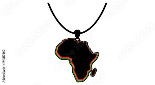 Symbolic jewelry piece depicting the distinct outline of the African landmass on a simple cord