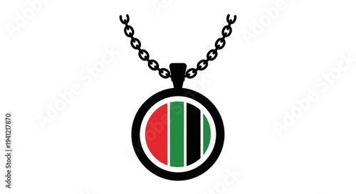 Graphic illustration of a Pan-African colors pendant necklace symbolizing heritage and unity