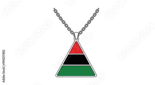 Vibrant Triangular Pendant Necklace Adorned with Pan-African Colors for Cultural Expression and
