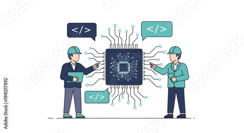 Two Technicians Working on Microchip Development.