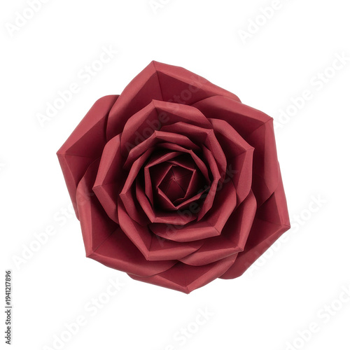 Geometric Paper Rose Deep Red Petals Intricate Design