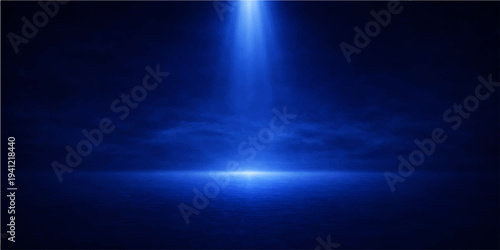 An abstract loop of bright blue light glows through dark space like a flash of energy or a smoky moonlit sky, creating a textured backdrop for artistic digital design