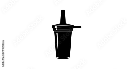 Sleek black silhouette of a condiment pourer with an elongated spout and subtle side tab for