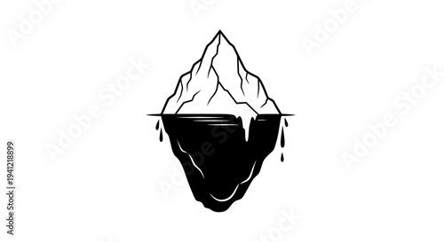Minimalist vector illustration of an iceberg hinting at global warming and concealed risks