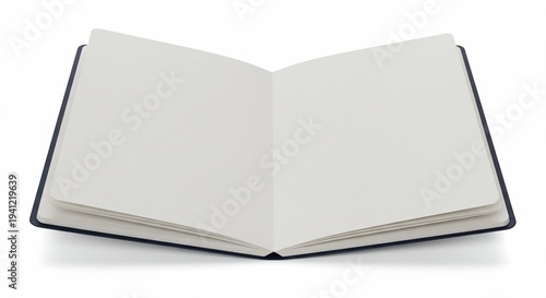 Open Blank Notebook on White Background.