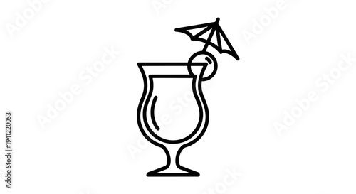 Tropical Cocktail Icon: Refreshing Drink with Umbrella and Lime Slice