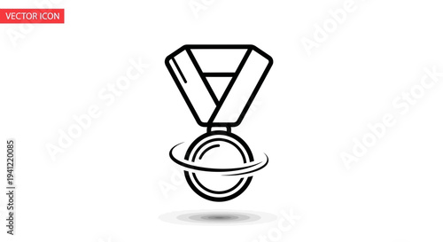 Vector Icon of a Gold Medal with a Swirl Element, Symbolizing Achievement and Victory