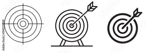 A set of black and white target icons for business and design use