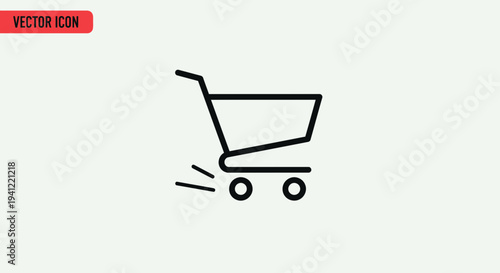 Shopping Cart Icon with Speed Lines - E-commerce and Online Shopping Concept