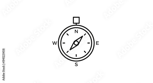 Simple Line Art Compass Icon for Navigation and Direction