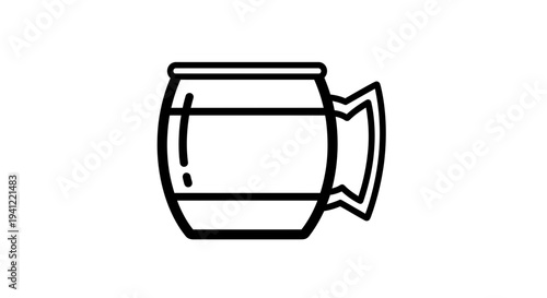 Simple Line Art Icon of a Beer Mug with Handle, Minimalist Vector Graphic
