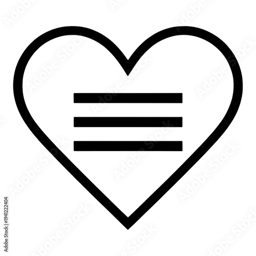 Outline Heart With Three Horizontal Lines UI Icon for App UI