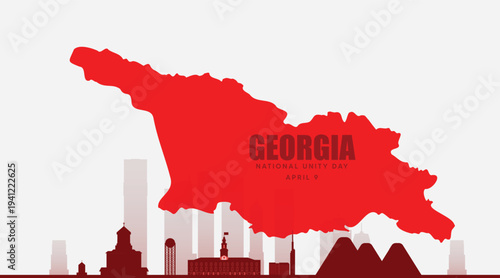 Georgia National Day poster with country map skyline celebrating heritage pride