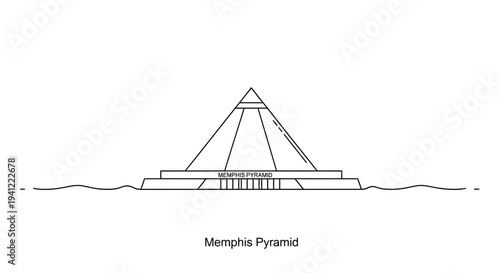 Memphis Pyramid, Memphis, Tennessee - Architectural Line Drawing