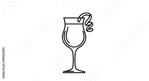 Minimalist Line Art Cocktail Glass with Garnish