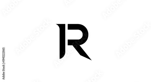 Abstract Black and White JR Monogram Logo, Modern Lettermark Design, Stylized Initials J and R, Corporate Branding Symbol