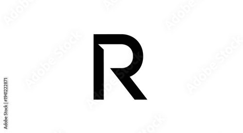 Minimalist black capital letter R isolated on a pure white background, a sleek alphabet character design element.