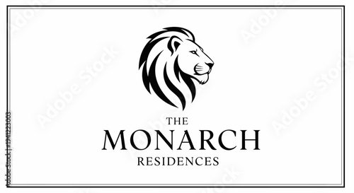 Elegant black and white lion head profile logo icon. Classic luxury animal emblem design for premium corporate identity.