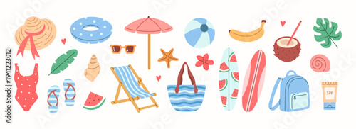 Summer tropical vacation beach set