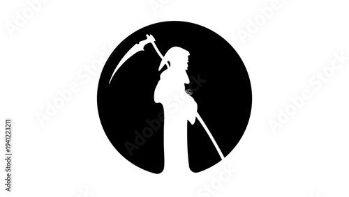 white death symbol, black isolated silhouette