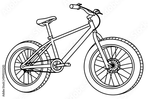 Bicycle Coloring Book Page Vector Illustration – Black White Bold Line Art, Printable A4, SVG Style, Isolated on White Background