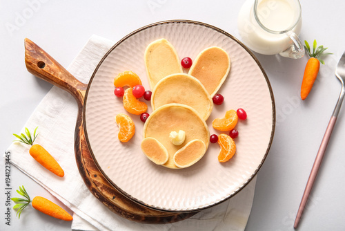 Funny Easter bunny pancakes...