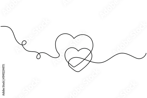 Love shape continuous one line drawing minimalist style isolate outline vector illustration