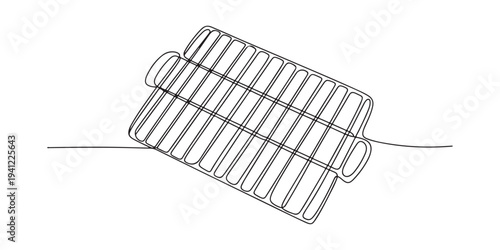 one continuous line drawing of grill isolated on white background. cooking and kitchen concept in simple linear style. Continuous one line drawing grill pan kitchen appliances concept single line.