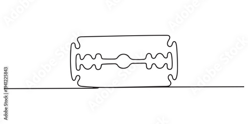 Razor blade continuous one line art drawing, continuous single drawn one line razor, Razor hand drawn picture silhouette line art cutting blade razor vector illustration.