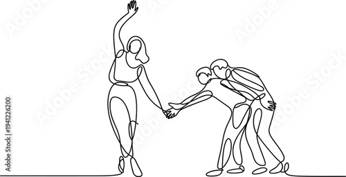 Two people performing a dance lift with one person being lifted into the air performance partner black and white