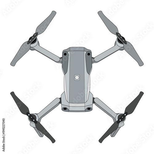 Modern Quadcopter Drone Top View Vector Illustration