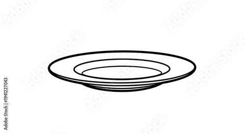 Empty White Plate with Rim, Isolated on White Background, Top View