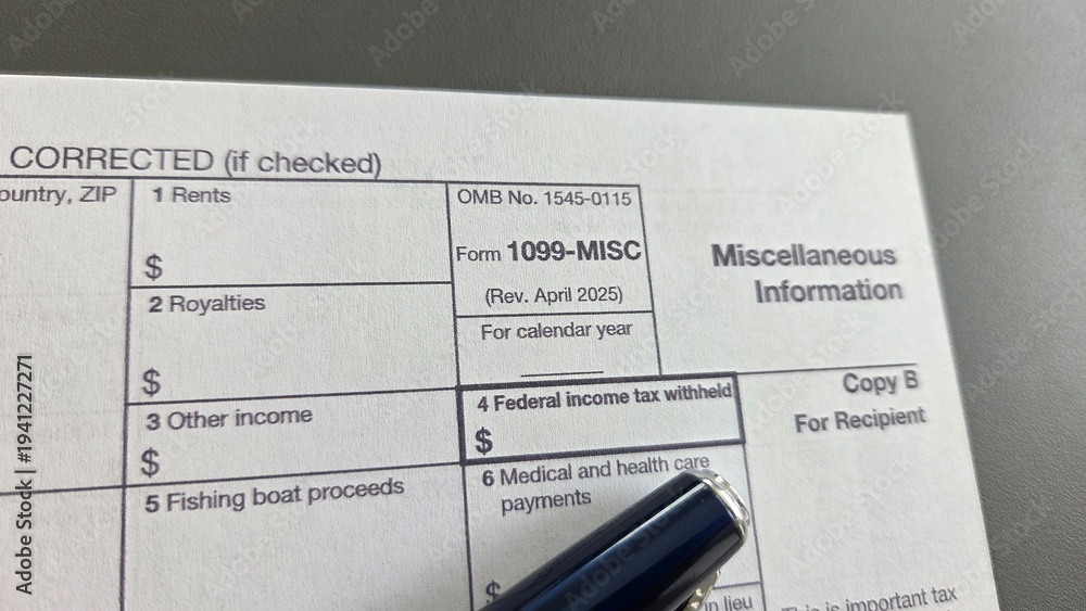 Obraz premium Form 1099-MISC – Miscellaneous Income
