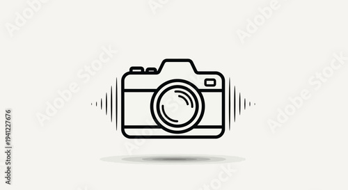 Camera Icon with Sound Waves, Photography, Audio Recording, Digital Media Concept