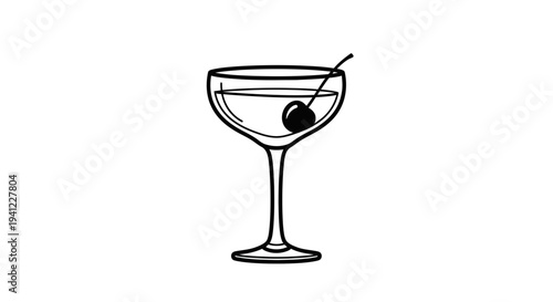 Classic Cocktail with Cherry Garnish in Coupe Glass