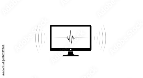 Computer Monitor Displaying Sound Waveform and Audio Signal