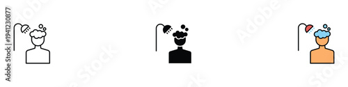 Shower icon set. Personal hygiene and bathroom routine symbol. Vector Illustration.